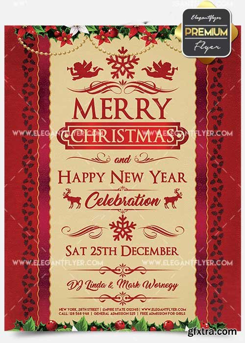 Christmas and New Year Celebration Flyer PSD V3 Template + Facebook Cover