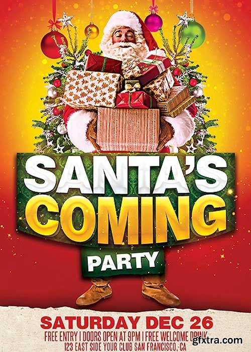 Santa’s Coming Party PSD V2 Flyer Template