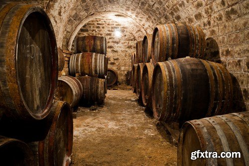 Wine cellar and wine barrels - 14xUHQ JPEG Photo Stock