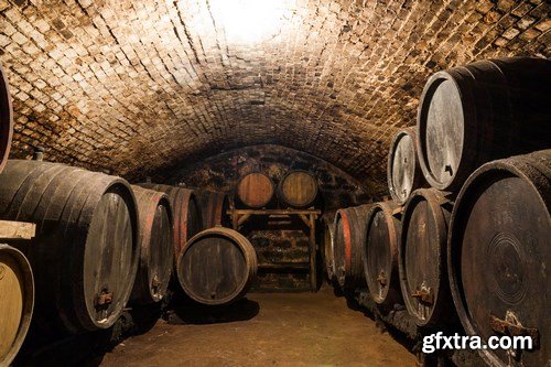 Wine cellar and wine barrels - 14xUHQ JPEG Photo Stock