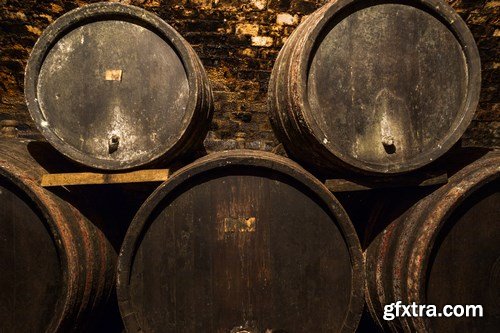 Wine cellar and wine barrels - 14xUHQ JPEG Photo Stock