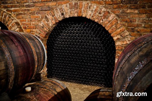 Wine cellar and wine barrels - 14xUHQ JPEG Photo Stock