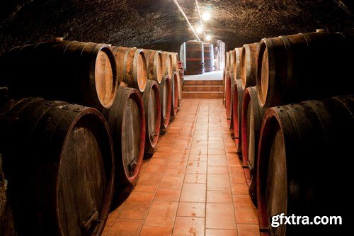 Wine cellar and wine barrels - 14xUHQ JPEG Photo Stock