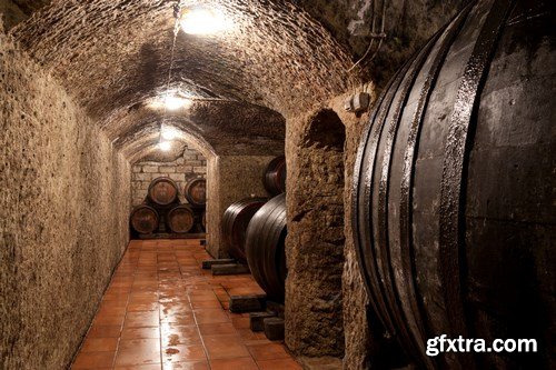 Wine cellar and wine barrels - 14xUHQ JPEG Photo Stock