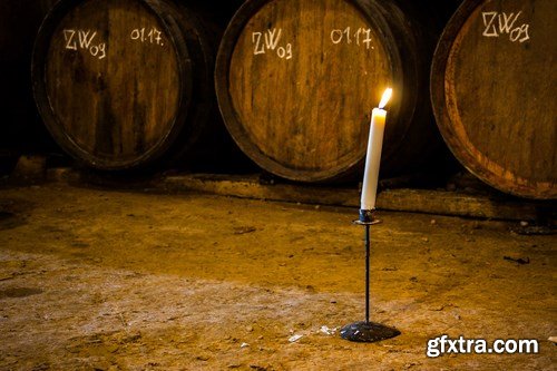 Wine cellar and wine barrels - 14xUHQ JPEG Photo Stock