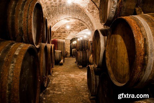 Wine cellar and wine barrels - 14xUHQ JPEG Photo Stock