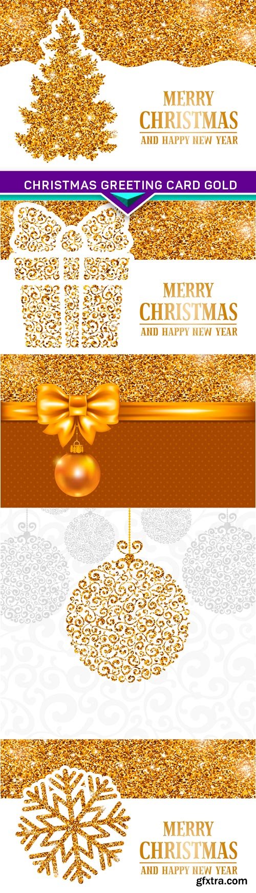 Christmas greeting card Gold 5X EPS