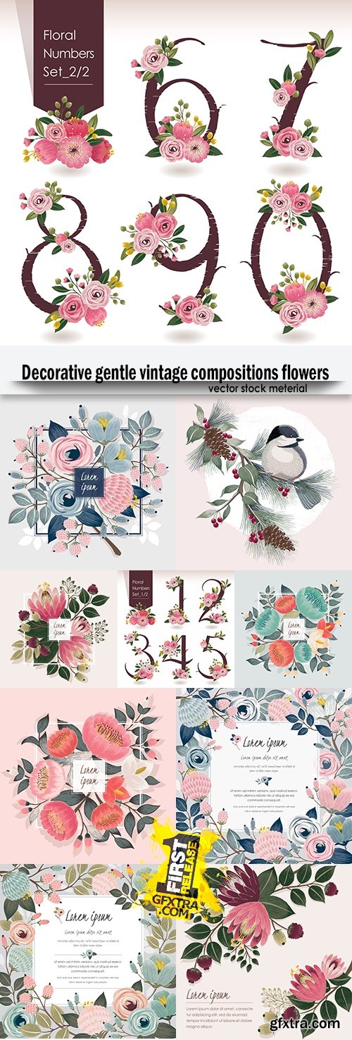 Decorative gentle vintage compositions flowers