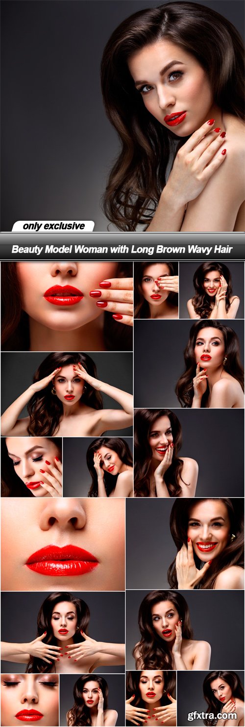 Beauty Model Woman with Long Brown Wavy Hair - 17 UHQ JPEG