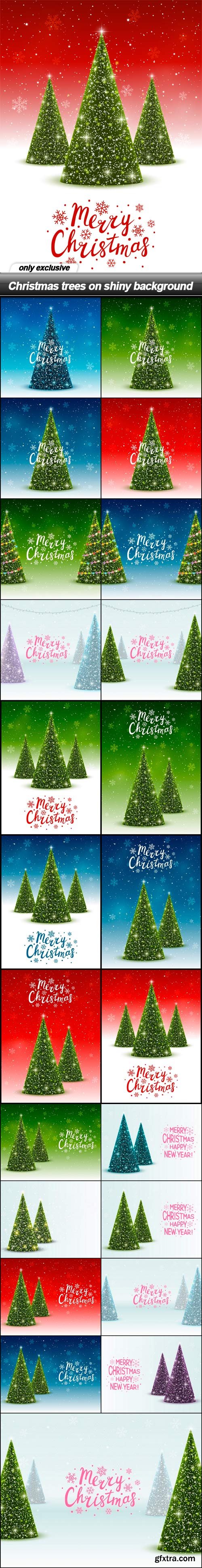 Christmas trees on shiny background - 23 EPS