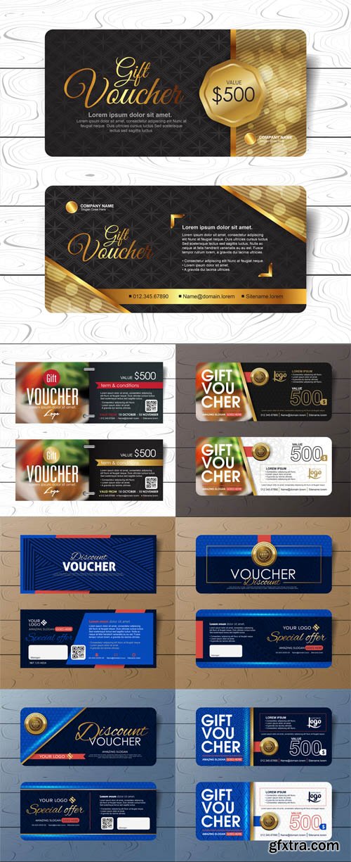 Vector Set - Discount Voucher Templates with Clean and Modern Pattern