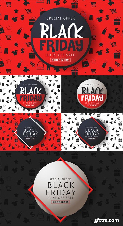 Vector Set - Black Friday Sale Inscription Design Templates