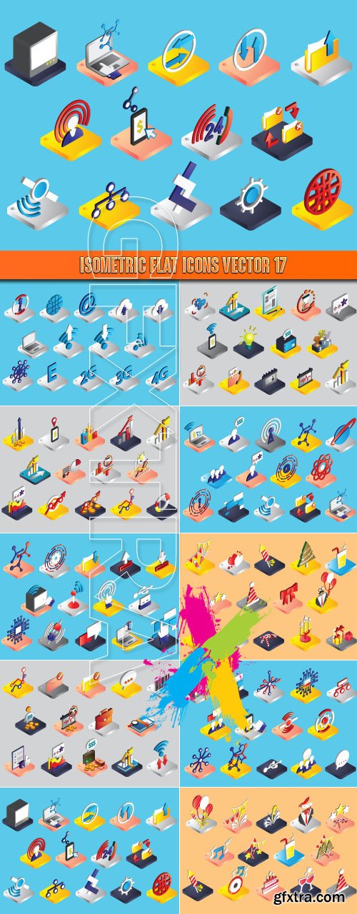 Isometric flat icons vector 17