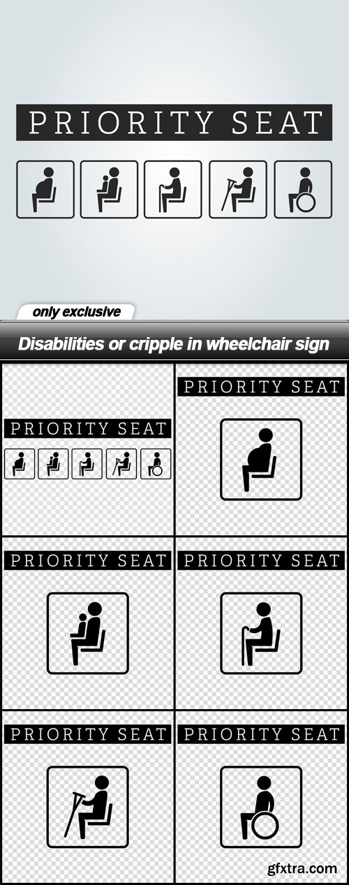 Disabilities or cripple in wheelchair sign - 7 EPS