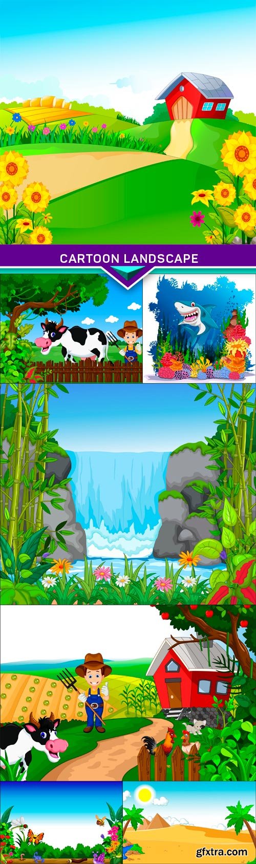 Cartoon landscape 7X EPS