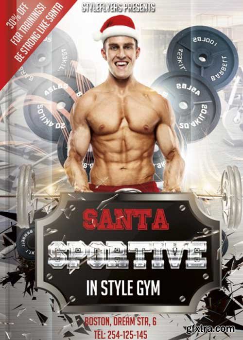 Sportive Santa V7 PSD Flyer Template with Facebook Cover