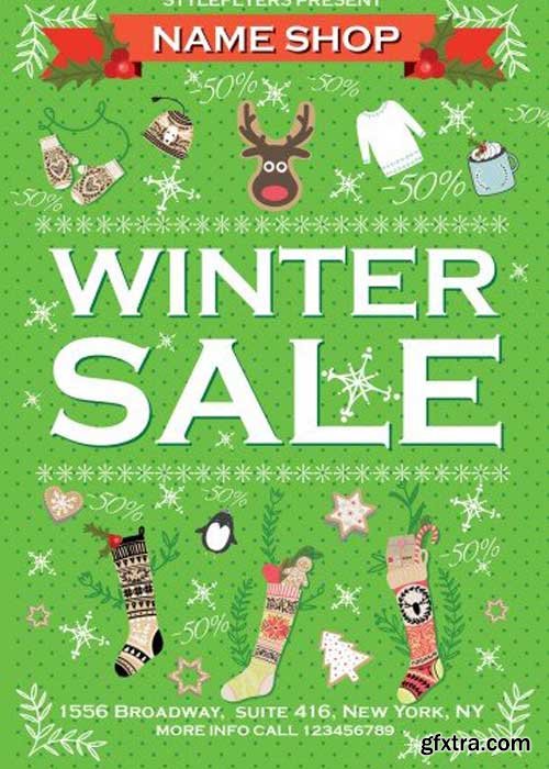 Winter Sale Flyer V5 PSD Flyer Template with Facebook Cover