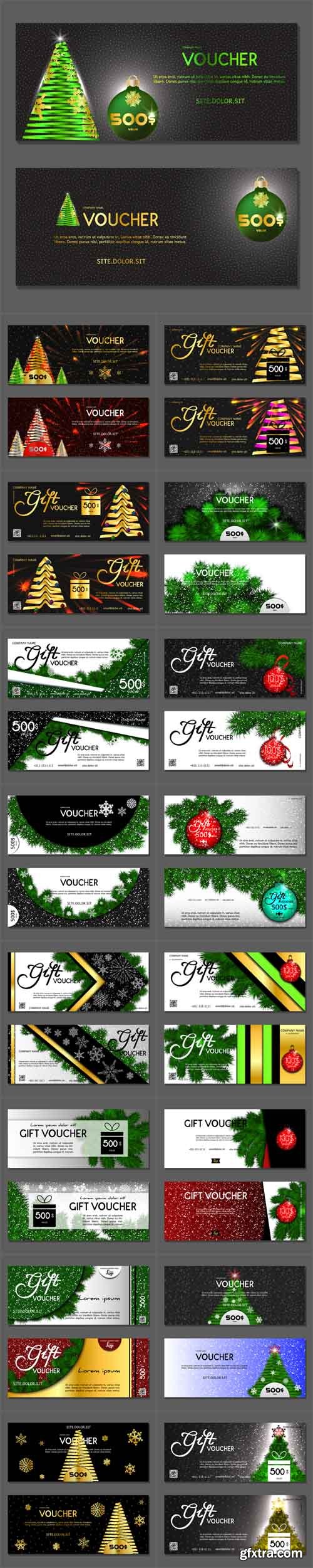 Vector Set - Gift voucher. Winter Style 2