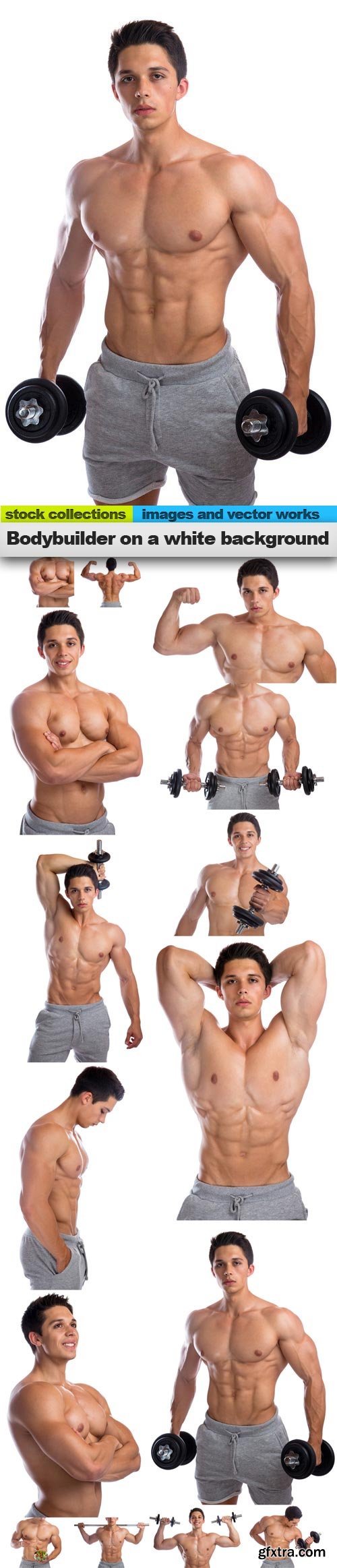 Bodybuilder on a white background, 15 x UHQ JPEG