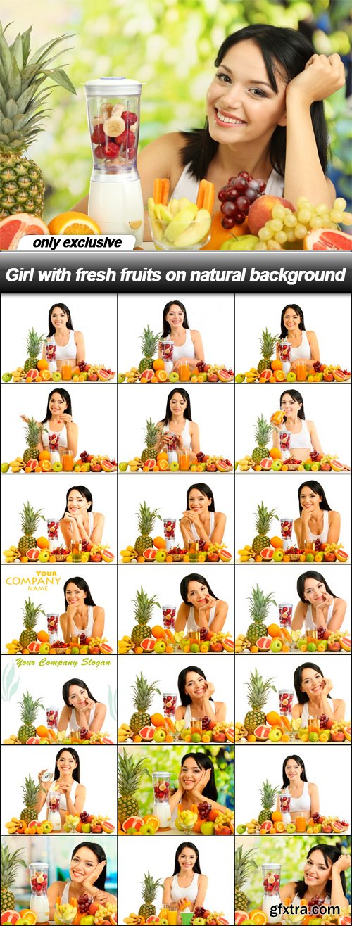 Girl with fresh fruits on natural background - 20 UHQ JPEG