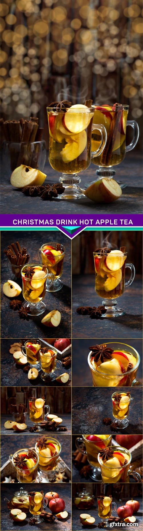 Christmas drink hot apple tea or cider and bokeh 11X JPEG