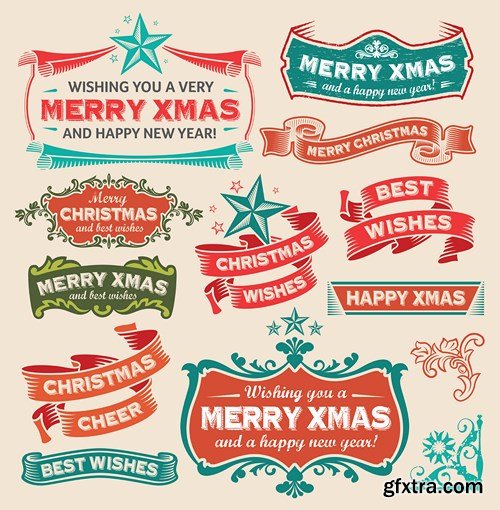 Christmas Labels & Stickers - 25 Vector