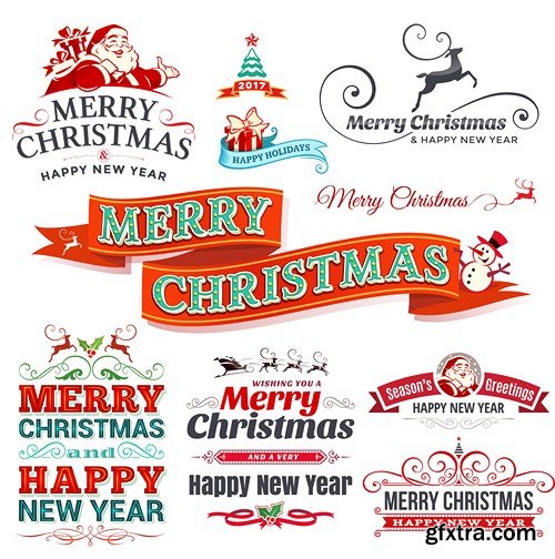 Christmas Labels & Stickers - 25 Vector
