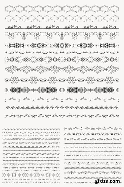 Vector Hand Drawn Tileable Line Borders, Dividers