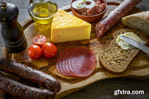 Rustic bread time with sausage and cheese - 6 UHQ JPEG