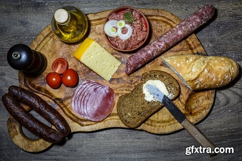 Rustic bread time with sausage and cheese - 6 UHQ JPEG