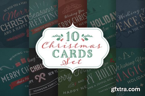 10 Christmas Cards/Backgrounds Set