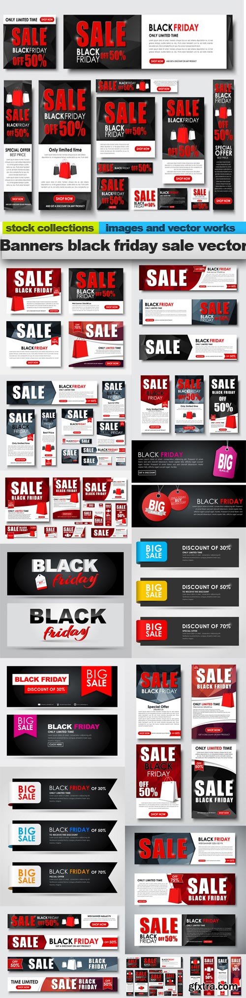 Banners black friday sale vector, 15 x EPS