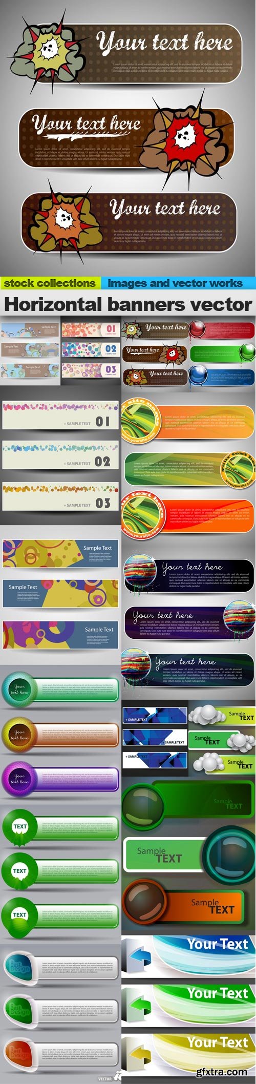 Horizontal banners vector, 15 x EPS