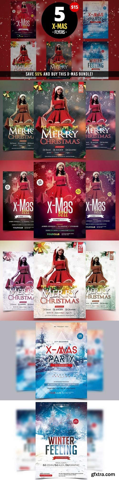 CM - 5 X-MAS PSD Flyers Template 1065804