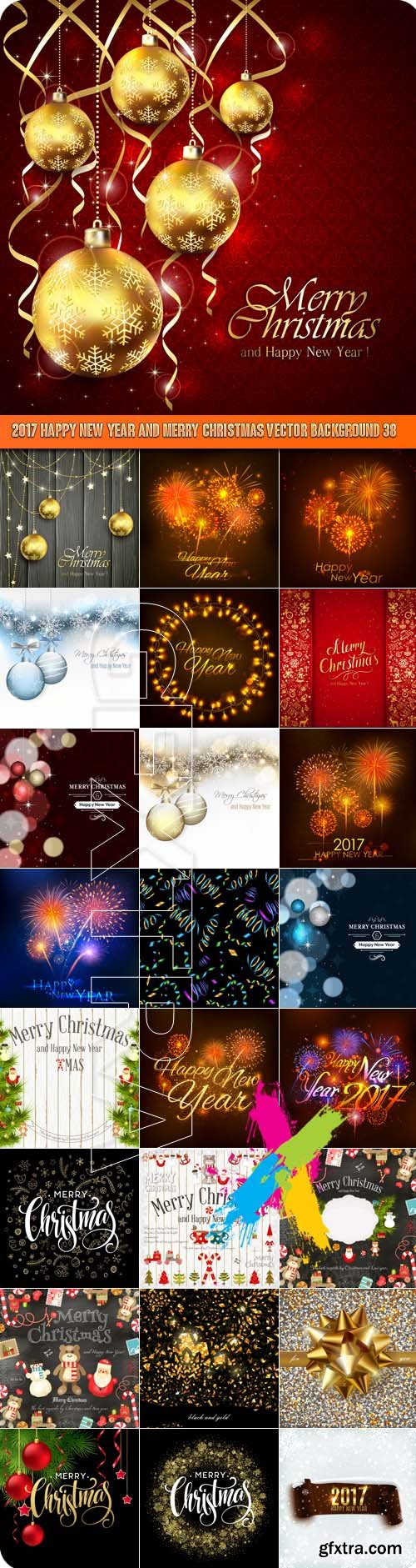 2017 Happy New Year and Merry Christmas vector background 38