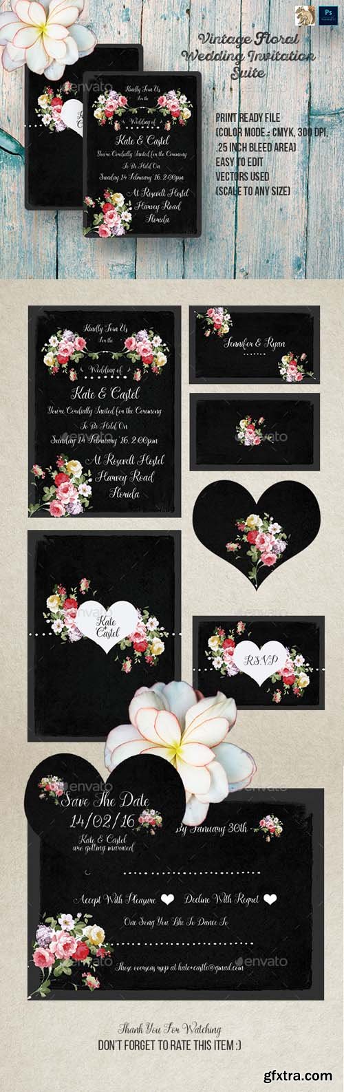 GR - Vintage Floral Wedding Invitation Suite 14447556