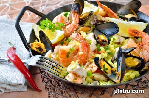 Collection mussel shrimp crab lobster risotto salad seafood delicacy delicatessen pure protein 25 HQ Jpeg