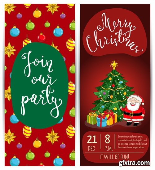 Collection banner Christmas New Year Santa Claus invitation card for a children's holiday 25 EPS