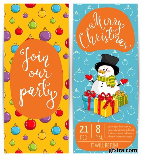Collection banner Christmas New Year Santa Claus invitation card for a children's holiday 25 EPS