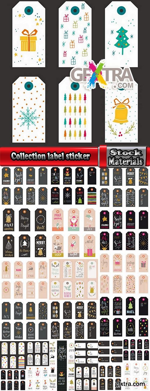 Collection label sticker tag christmas new year for sale items 25 EPS