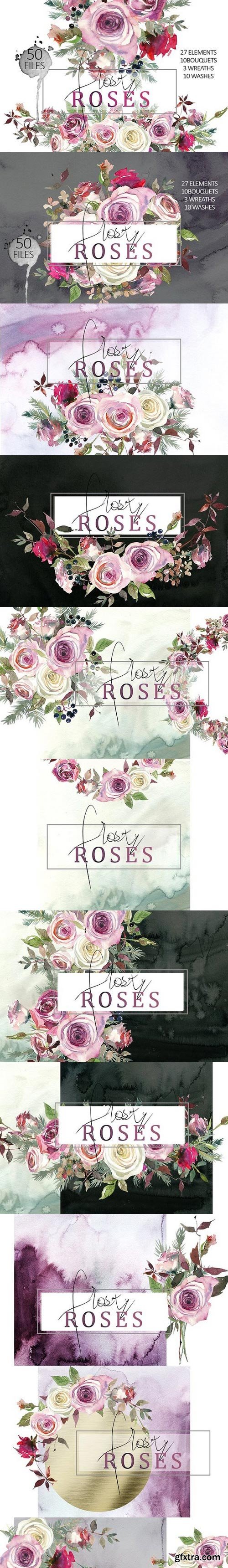 CM - Frosty Roses Watercolor Flowers Set 1020956