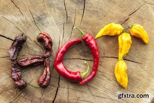 Collection of chilli peppers Bulgarian red yellow spices 25 HQ Jpeg