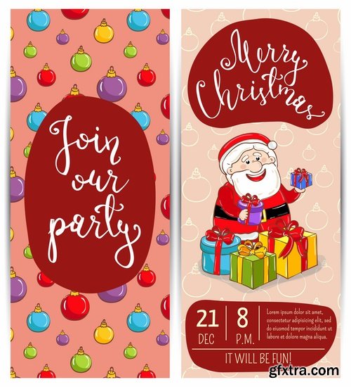 Collection banner Christmas New Year Santa Claus invitation card for a children's holiday 2-25 EPS