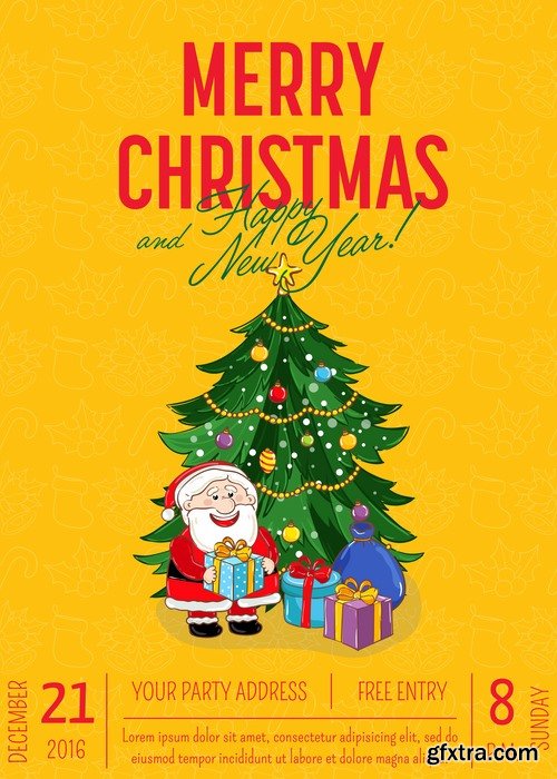 Collection banner Christmas New Year Santa Claus invitation card for a children's holiday 2-25 EPS