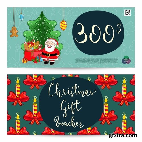 Collection banner Christmas New Year Santa Claus invitation card for a children's holiday 2-25 EPS