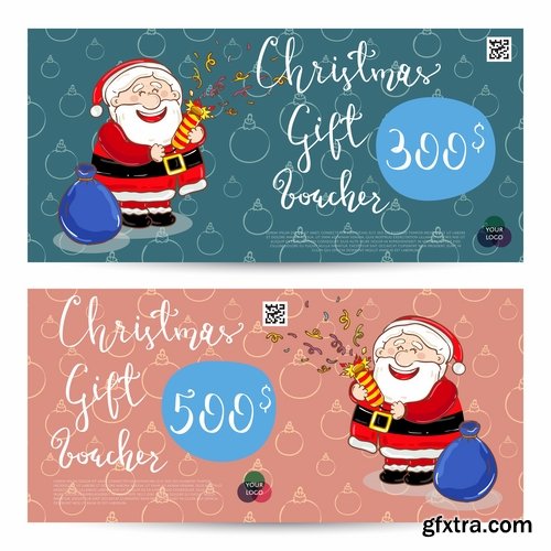 Collection banner Christmas New Year Santa Claus invitation card for a children's holiday 2-25 EPS