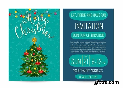 Collection banner Christmas New Year Santa Claus invitation card for a children's holiday 2-25 EPS