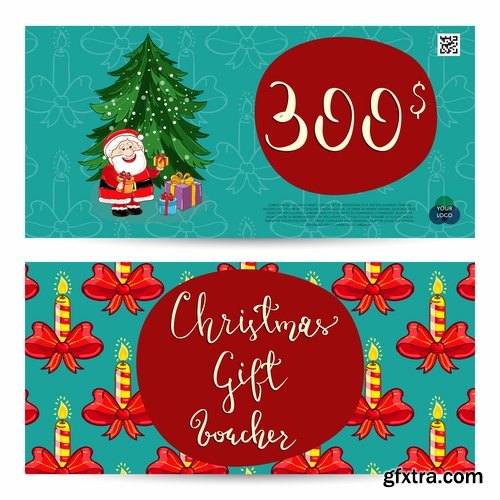 Collection banner Christmas New Year Santa Claus invitation card for a children's holiday 2-25 EPS