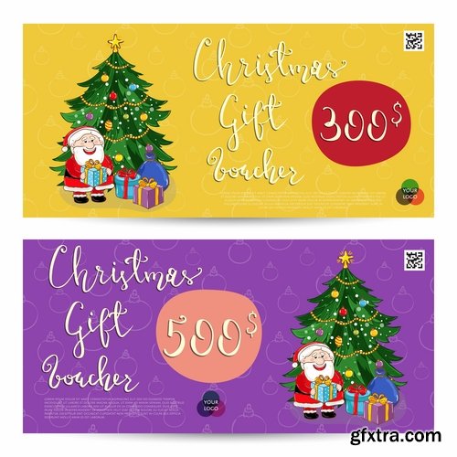 Collection banner Christmas New Year Santa Claus invitation card for a children's holiday 2-25 EPS