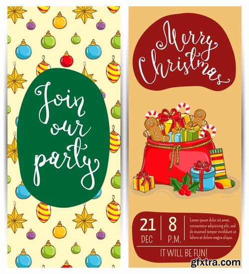 Collection banner Christmas New Year Santa Claus invitation card for a children's holiday 2-25 EPS